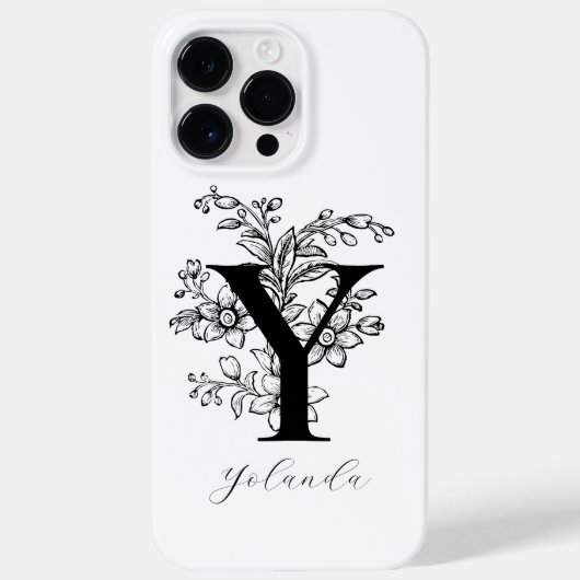 Coques Case-Mate iPhone Nom monogramme lettre botanique Y (Verso)