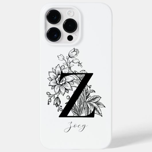 Coques Case-Mate iPhone Nom monogramme lettre botanique Z (Verso)
