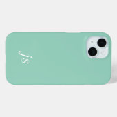 Coques Case-Mate iPhone Nom Monogramme Moderne Blanc Sauge Douce Menthe (Verso (horizontal))