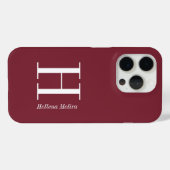 Coques Case-Mate iPhone Nom Monogramme Moderne Bourgogne (Verso (horizontal))
