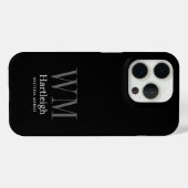 Coques Case-Mate iPhone Nom Monogramme Moderne Noir Gris Blanc (Verso (horizontal))