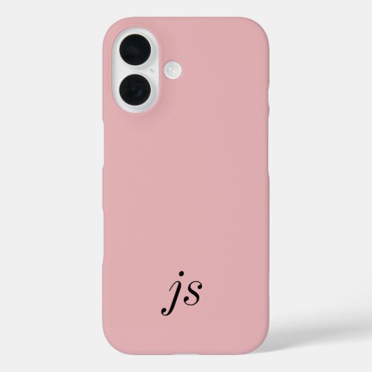 Coques Case-Mate iPhone Nom Monogramme Noir Rose Moderne (Verso)