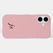 Coques Case-Mate iPhone Nom Monogramme Noir Rose Moderne (Verso (horizontal))