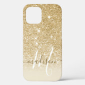 Coques Case-Mate iPhone Nom Monogramme Pailleté Doré Féminin (Verso)