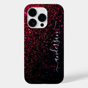Coque Pour iPhone 14 Pro Nom monogrammé pailleté élégant