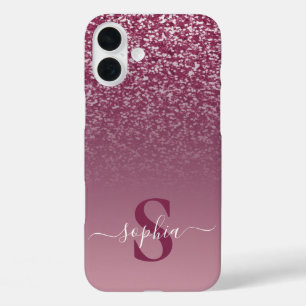 Coques iPhone 16 Plus Nom monogrammé pailleté élégant