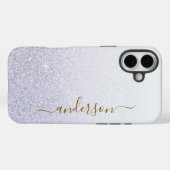 Coques Case-Mate iPhone Nom monogrammé pailleté élégant (Verso (horizontal))