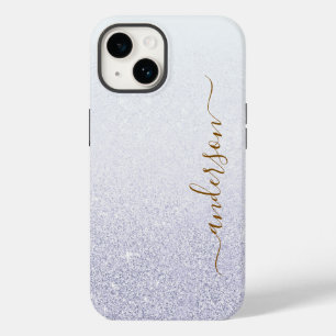 Coque Pour iPhone 14 Nom monogrammé pailleté élégant