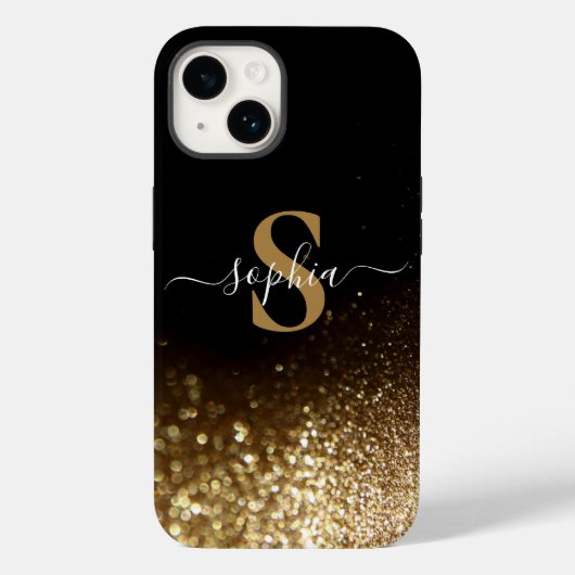 Coques Case-Mate iPhone Nom monogrammé pailleté élégant (Verso)