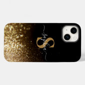 Coques Case-Mate iPhone Nom monogrammé pailleté élégant (Verso (horizontal))