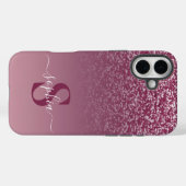 Coques Case-Mate iPhone Nom monogrammé pailleté élégant (Verso (horizontal))