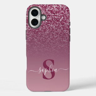 Coques iPhone 16 Plus Nom monogrammé pailleté élégant