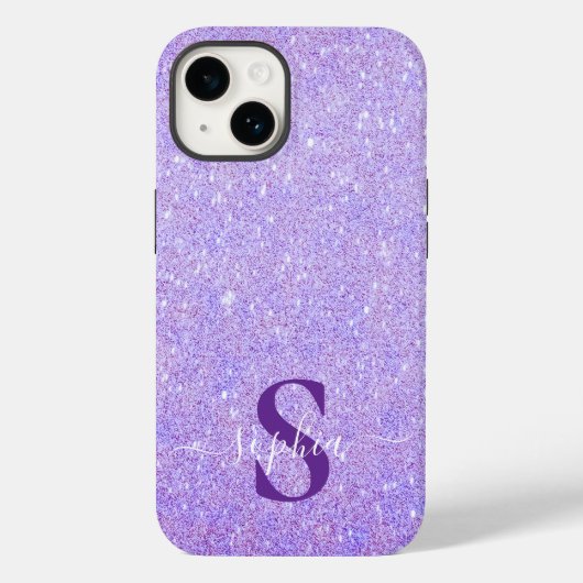 Coques Case-Mate iPhone Nom monogrammé pailleté élégant (Verso)