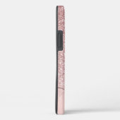 Coques Case-Mate iPhone Nom Monogramme Pailleté Rose Féminin (Verso / Droite)