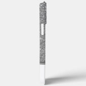 Coques Case-Mate iPhone Nom Monogramme Paillettes Argent Noir Élégant Clas (Verso / Droite)