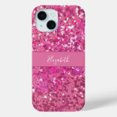 Coques Case-Mate iPhone Nom Monogramme Paillettes Rose Chaud Filleul (Verso)