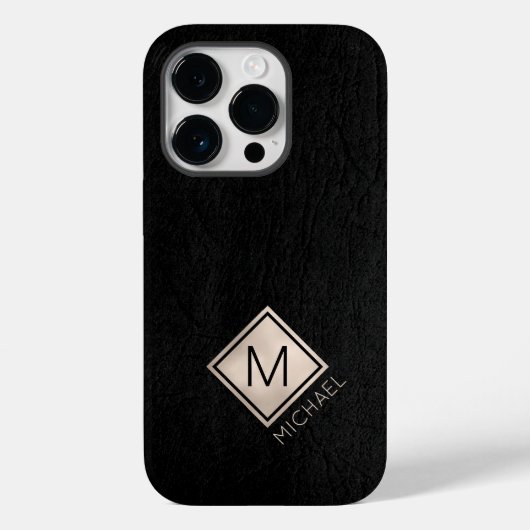 Coques Case-Mate iPhone Nom monogramme personnalisé classe noir moderne (Verso)