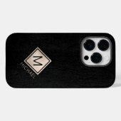 Coques Case-Mate iPhone Nom monogramme personnalisé classe noir moderne (Verso (horizontal))