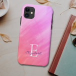 Case-Mate iPhone Case Nom Monogramme rose<br><div class="desc">Cette élégante coque iphone est décorée dans des tons roses avec un design de lave-linge aquarelle. Facilement personnalisable avec votre nom,  et monogramme. Utilisez l'option Personnaliser supplémentaire pour modifier la taille,  le style ou la couleur du texte si vous le souhaitez.</div>