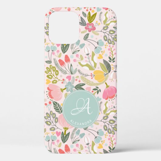 Coques Case-Mate iPhone Nom monogramme rose mignon personnalisé girly (Verso)