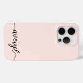 Coques Case-Mate iPhone Nom monogrammé simple rose blush écriture girly (Verso (horizontal))