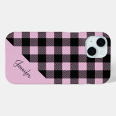 Coques Case-Mate iPhone Nom Motif de chèque rose moderne (Verso (horizontal))