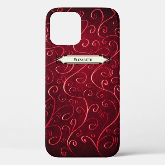 Coques Case-Mate iPhone Nom Motif Elegant Red Swirls (Verso)