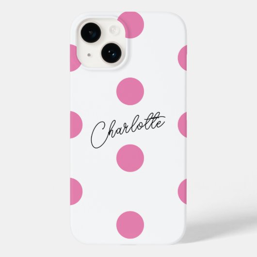 Coques Case-Mate iPhone Nom | Motif Pois rose (Verso)