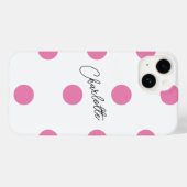 Coques Case-Mate iPhone Nom | Motif Pois rose (Verso (horizontal))