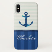 Coques Case-Mate iPhone Nom nautique de coutume d'Ancre de motif de (Dos)