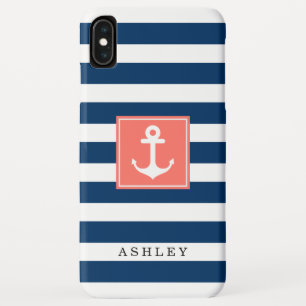 Etui iPhone Case-Mate Nom nautique de monogramme de motif de rayures de