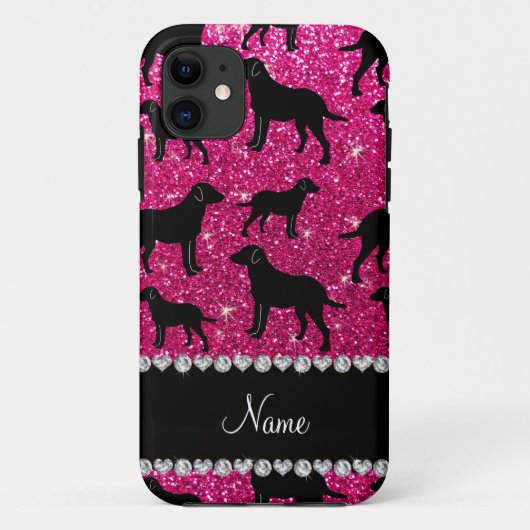 Coques Case-Mate iPhone Nom neon hot rose parties scintillant labrador réc (Dos)