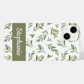 Coques Case-Mate iPhone Nom Olives Aquarelle Vert Sage (Verso (horizontal))