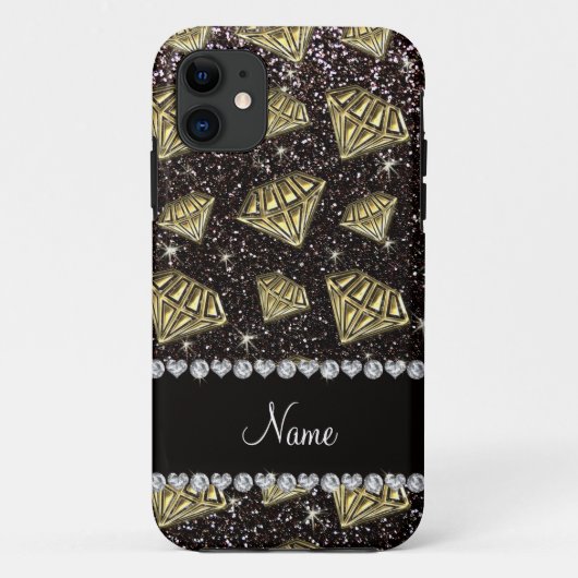 Coques Case-Mate iPhone Nom or diamant noir parties scintillant (Dos)