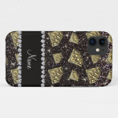 Coques Case-Mate iPhone Nom or diamant noir parties scintillant (Dos (Horizontal))