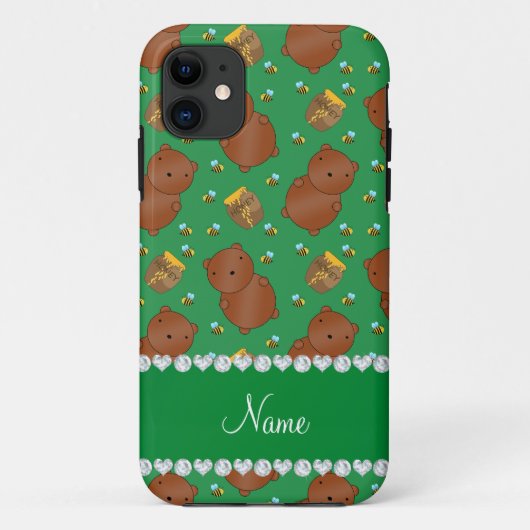 Coques Case-Mate iPhone Nom ours verts pots de miel abeilles motif (Dos)
