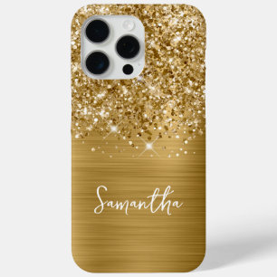 Coque iPhone 15 Pro Max Nom Pailleté Or Glamour