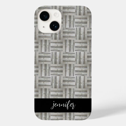 Coques Case-Mate iPhone Nom personnalisable motif en bois sans soudure (Verso)