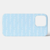 Coques Case-Mate iPhone Nom personnalisable, texte, bleu clair blanc (Verso (horizontal))