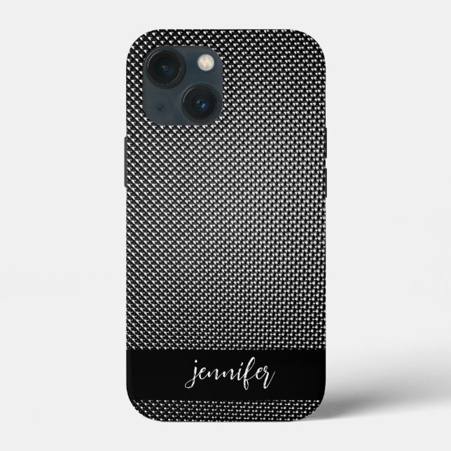 Coques Case-Mate iPhone Nom personnalisable texture de grille Abstraite (Verso)