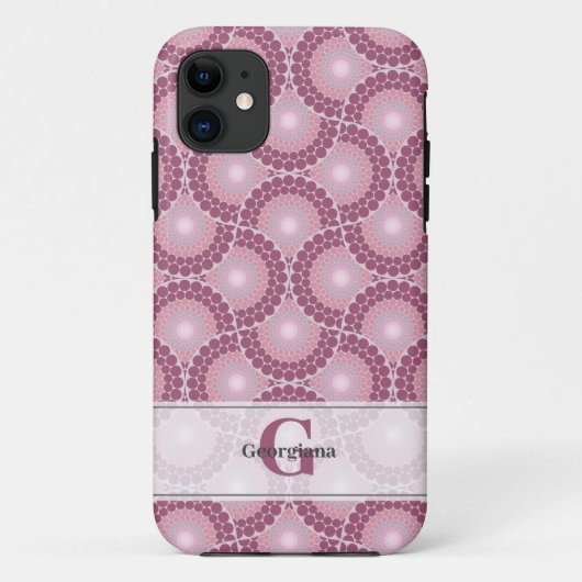 Coques Case-Mate iPhone Nom personnalisé 1920s Radiant Dusky Rose Dot Mand (Dos)