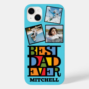 Coque Pour iPhone 14 Plus Nom personnalisé & 3 photos MEILLEUR PÈRE JAMAIS