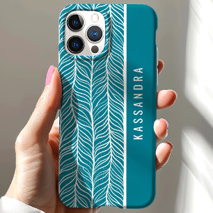 Coque Pour iPhone 15 Nom Personnalisé à Motif Serre en Té et Blanc