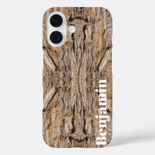 Coques iPhone 16 Nom personnalisé Abstrait Juniper Bark Texture Pho