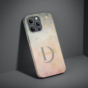 Coque iPhone 15 Pro Max Nom personnalisé Abstrait moderne Monogrammes Étoi