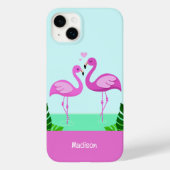 Coques Case-Mate iPhone Nom personnalisé Amour Flamant rose (Verso)