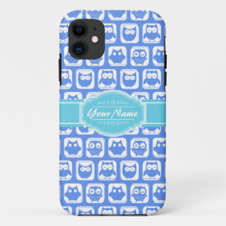 Coques Pour iPhone Nom personnalisé Aqua and Blue Owl