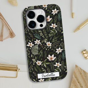 Coque Pour iPhone 14 Pro Nom personnalisé aquarelle florale 