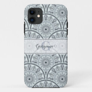 Case-Mate iPhone Case Nom personnalisé Art Déco Harmonie Florale Gris Ma