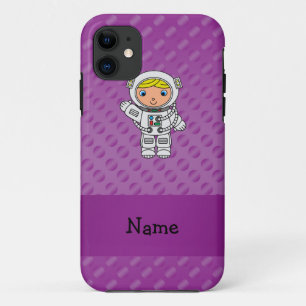 Coque Case-Mate Pour iPhone Nom personnalisé astronaute violet pois